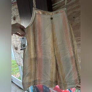 Rip Curl Cream and Tan Striped Onesie